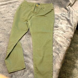 Olive green cotton jeans by D. Size 12 short